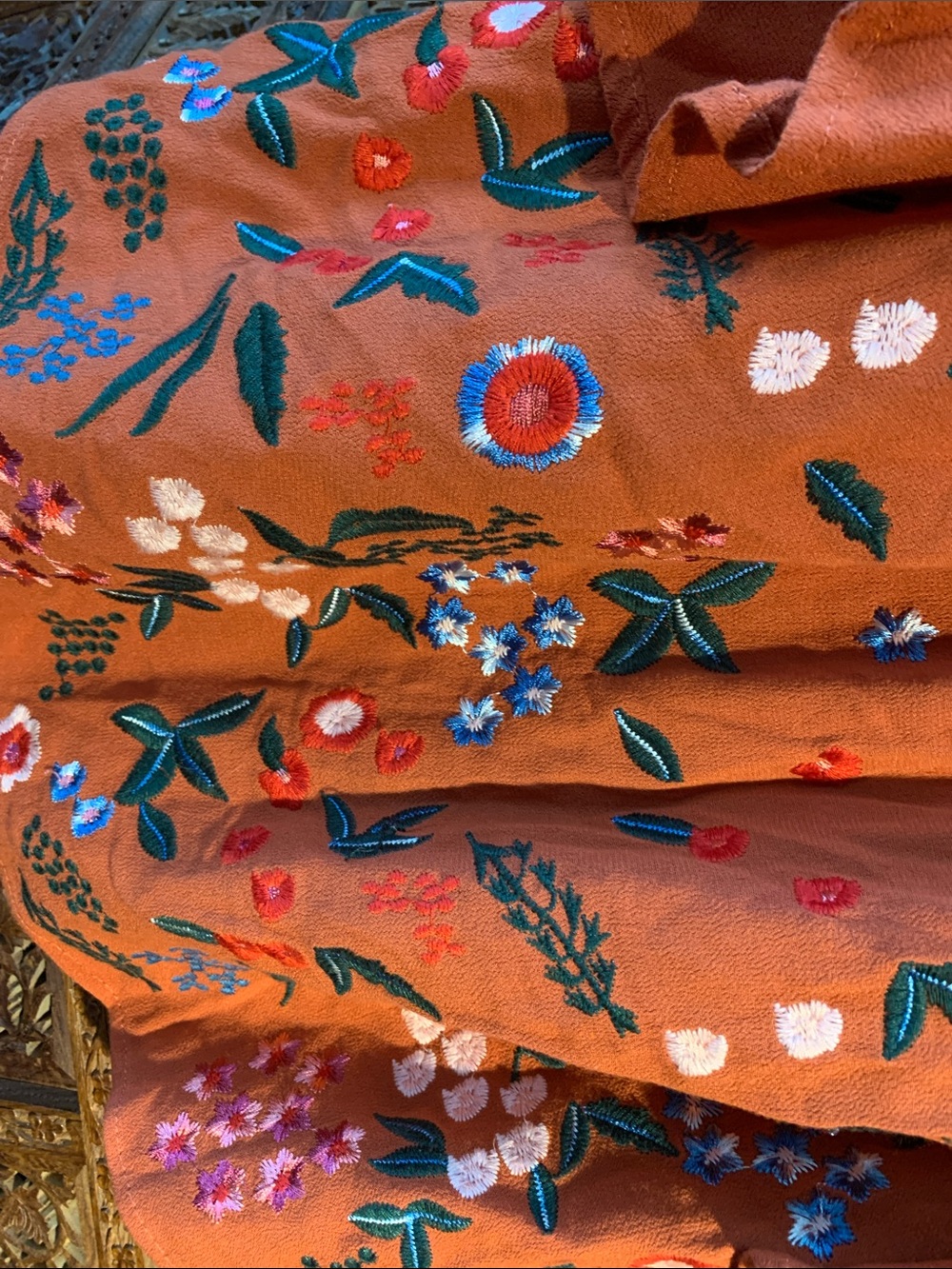 Umgee Rust Orange Embroidered Boho Tunic Dress - Picture 4 of 6